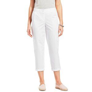 NWT TALBOTS White Poplin Relaxed Roll Crop Pants 6 NEW Small